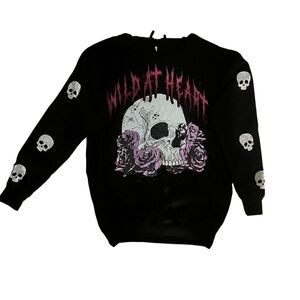 No Boundaries Wild at Heart Studded Skull Sweatshirt